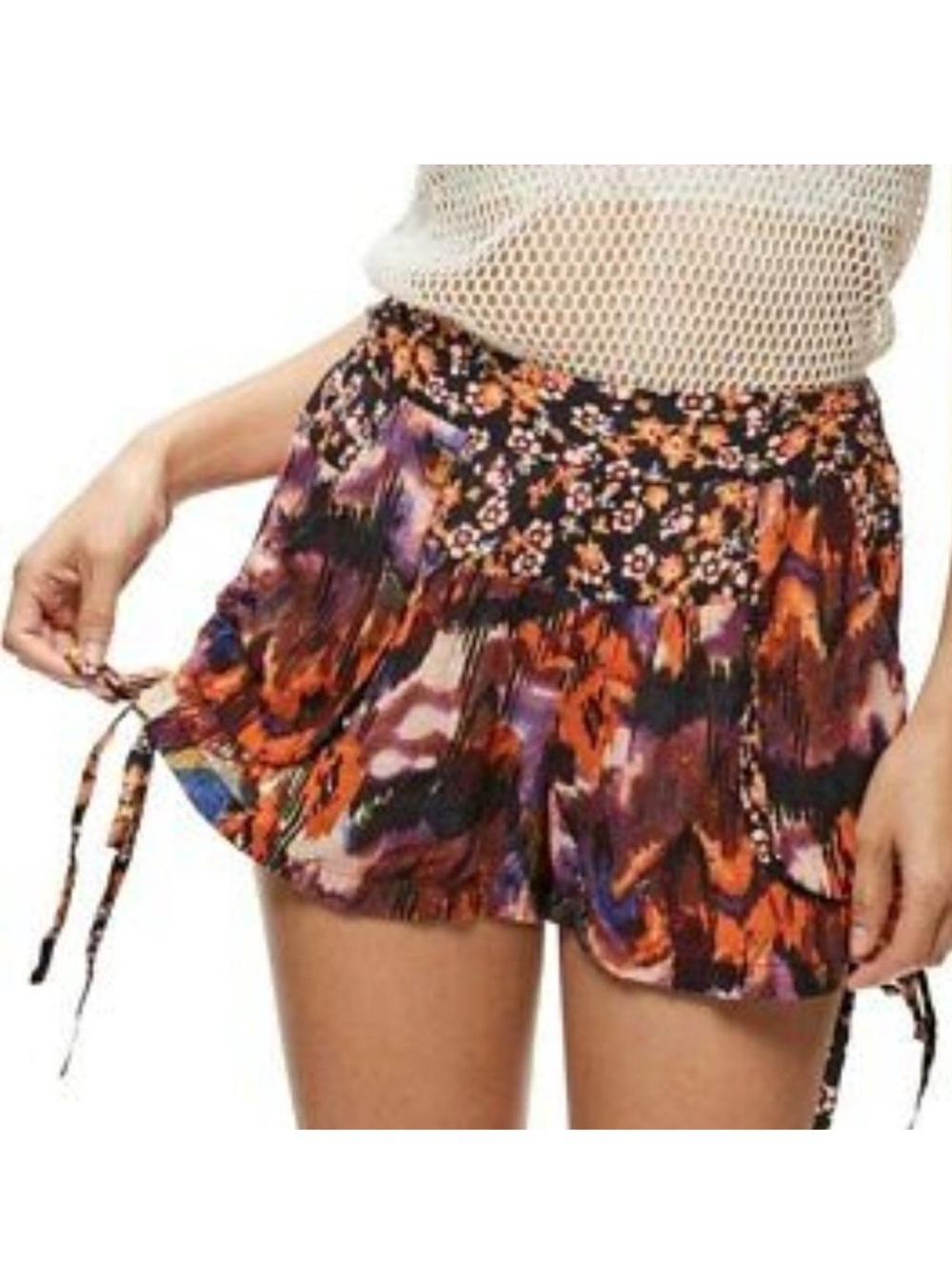 Free People Lisbon Mixed Print Shorts, XS